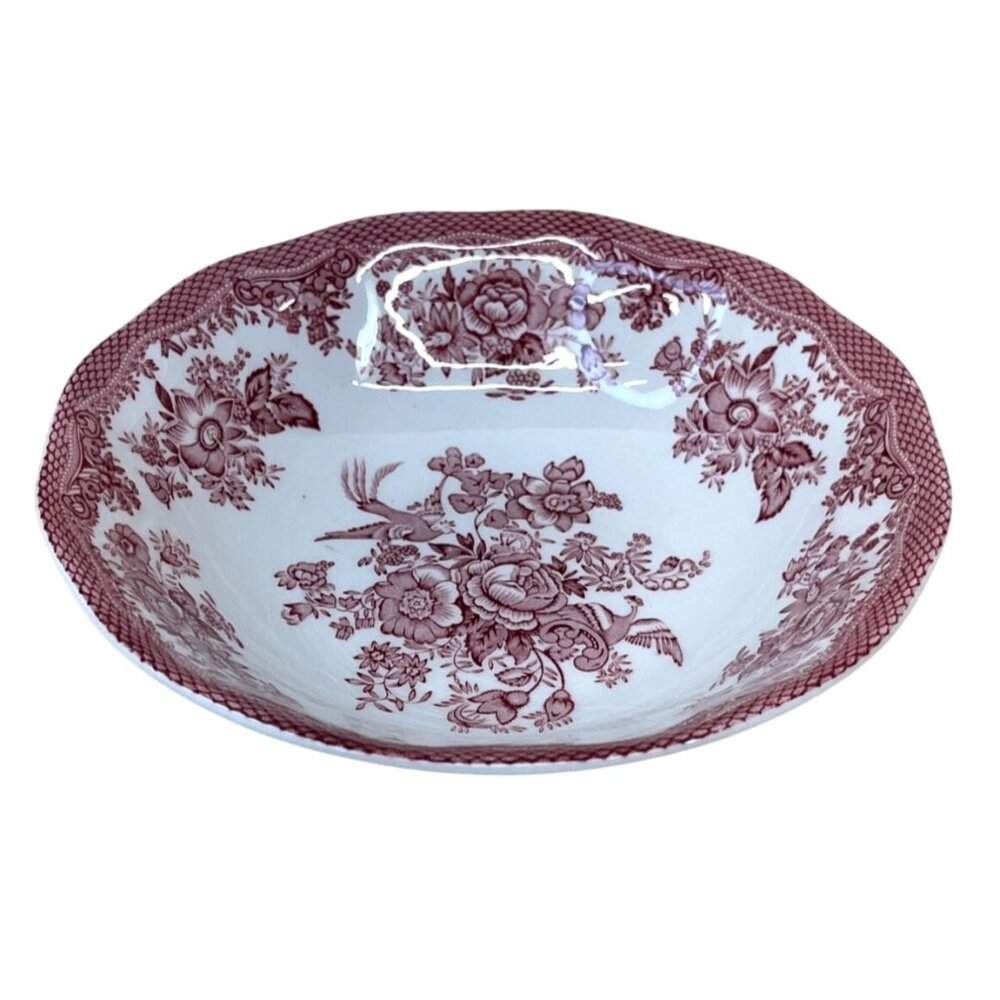 7 Red Parliament Premiere Original Manufacturers Asiatic Pheasants Cereal Bowls - Picture 3 of 13